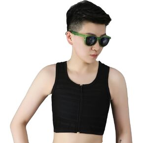BaronHong Zipper Up Chest Binder IceSilk Breathable Shapewear for Tomboy Trans Lesbian