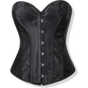 Black Floral Corset Top for Women - Sexy Lace-Up Bustier Vintage Adjustable Underbust Waist Cincher