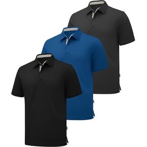 ZITY Polo Shirts for Men 3 Pack Short Sleeve Moisture Wicking T Shirt Business Casual Mens Golf Shirts Collared T-Shirts