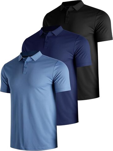 3 Pack Polo Shirts for Men Golf Performance Moisture Wicking Breathable Athletic Polyester Work Sport Polos in Kuwait