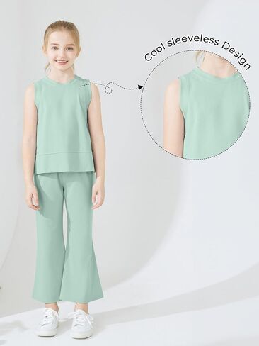 Kids Summer 2 Piece Outfits Sleeveless Split Tops Wide Leg Pants Sets Clothes 2025 Cute Suit in Saudi Arabia