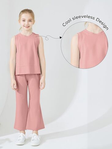 Kids Summer 2 Piece Outfits Sleeveless Split Tops Wide Leg Pants Sets Clothes 2025 Cute Suit in Saudi Arabia