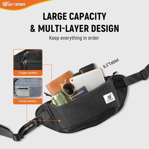 حقيبة حبال Skysper للرجال ، حقيبة Crossbody المضادة للسرقة RFID حقيبة ظهر للرجال Mens Fanny Pack للمشي لمسافات طويلة في صالة الألعاب الرياضية يوميًا الاستخدام يوميًا الاستخدام in Kuwait