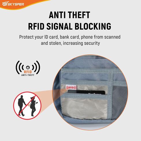 حقيبة حبال Skysper للرجال ، حقيبة Crossbody المضادة للسرقة RFID حقيبة ظهر للرجال Mens Fanny Pack للمشي لمسافات طويلة في صالة الألعاب الرياضية يوميًا الاستخدام يوميًا الاستخدام in Kuwait