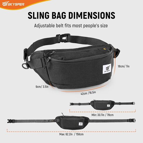 حقيبة حبال Skysper للرجال ، حقيبة Crossbody المضادة للسرقة RFID حقيبة ظهر للرجال Mens Fanny Pack للمشي لمسافات طويلة في صالة الألعاب الرياضية يوميًا الاستخدام يوميًا الاستخدام in Kuwait