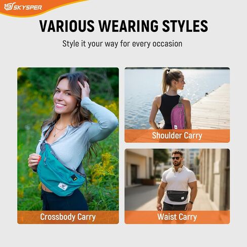 حقيبة حبال Skysper للرجال ، حقيبة Crossbody المضادة للسرقة RFID حقيبة ظهر للرجال Mens Fanny Pack للمشي لمسافات طويلة في صالة الألعاب الرياضية يوميًا الاستخدام يوميًا الاستخدام in Kuwait