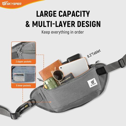 حقيبة حبال Skysper للرجال ، حقيبة Crossbody المضادة للسرقة RFID حقيبة ظهر للرجال Mens Fanny Pack للمشي لمسافات طويلة في صالة الألعاب الرياضية يوميًا الاستخدام يوميًا الاستخدام in Kuwait