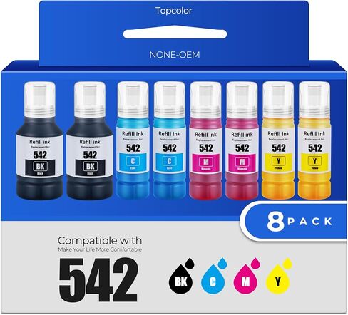 542 Ink Refill Bottles Color Combo Pack ET-5800 ET-5150 ET-5850 ET-5880 Replacement for Epson 542 Ink Refill Bottles Color for EcoTank Pro ET-16600 ET-16650 ET-5170 ET-5180 Workforce ST-C8000 ST-C8090 in Saudi Arabia