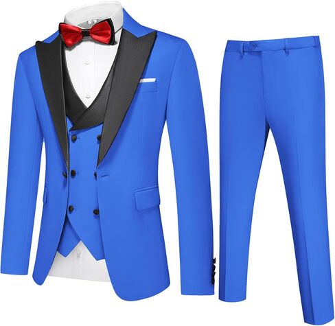 Men's Slim Fit 3-Piece Suit Set - Formal Wedding Tuxedo Suit with Blazer, Vest & Pants for Prom, Business in Saudi Arabia