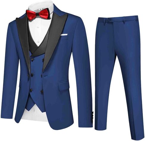 Men's Slim Fit 3-Piece Suit Set - Formal Wedding Tuxedo Suit with Blazer, Vest & Pants for Prom, Business in Saudi Arabia
