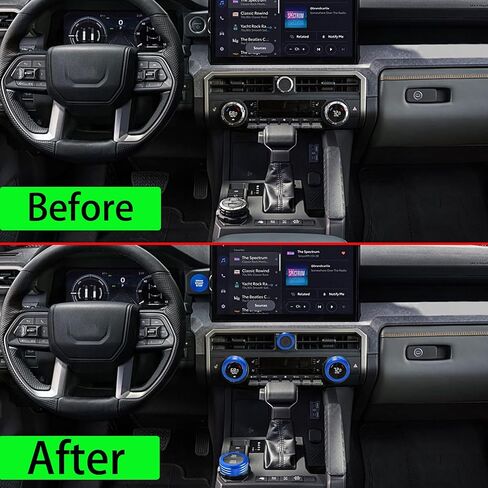 for Toyota Tacoma 2024 2025 One Touch Start, Screen Center Console Button Knob Cover Ring Air Conditioner AC Switch Audio Aluminum Alloy Parts 6pcs (14-inch Screen, Blue) in Kuwait