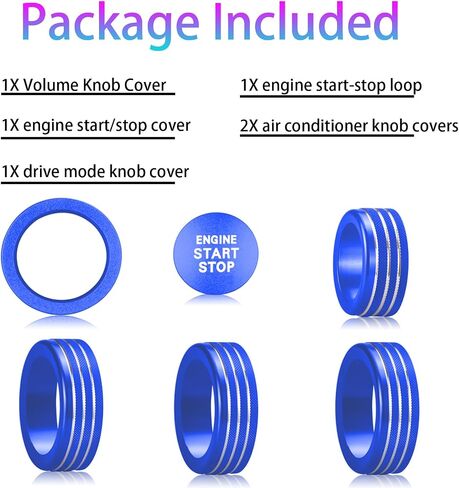 for Toyota Tacoma 2024 2025 One Touch Start, Screen Center Console Button Knob Cover Ring Air Conditioner AC Switch Audio Aluminum Alloy Parts 6pcs (14-inch Screen, Blue) in Kuwait