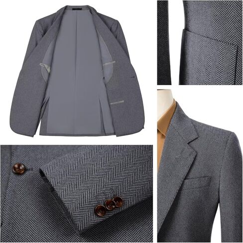 Retro Mens Suit Herringbone Tweed Slim Fit 2 Piece Formal Dress Suits Groomsmen Tuxedos Set Prom Jacket Blazer Pants for Men in Saudi Arabia