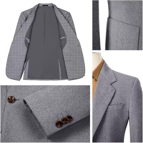 Retro Mens Suit Herringbone Tweed Slim Fit 2 Piece Formal Dress Suits Groomsmen Tuxedos Set Prom Jacket Blazer Pants for Men in Saudi Arabia
