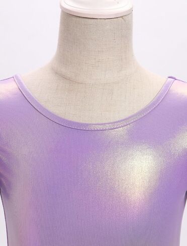 AFAVOM Gymnastic Leotard for Girls Ballet Dance Metallic Leotards 3D Flower Short Sleeve Bodysuit Acrobatic Shiny Jumpsuit in Saudi Arabia
