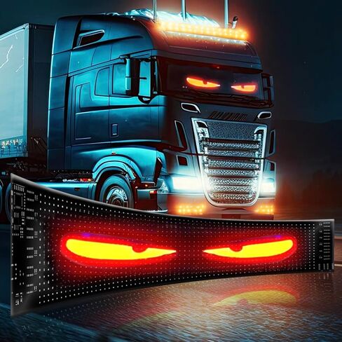 Devil Eyes Light for Windshield, 52in*7.5in Large Size DIY Programmable Flexible LED Display for Car Truck SUV Neon Sign Cool Accessories in Saudi Arabia