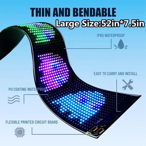 Devil Eyes Light for Windshield, 52in*7.5in Large Size DIY Programmable Flexible LED Display for Car Truck SUV Neon Sign Cool Accessories in Saudi Arabia