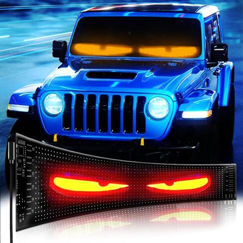 Devil Eyes Light for Windshield, 52in*7.5in Large Size DIY Programmable Flexible LED Display for Car Truck SUV Neon Sign Cool Accessories in Saudi Arabia