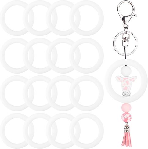 Framendino, 16 Pack Silicone Beadable O Rings Circle Bead Frame 65mm Round Bead Loop Circle Link Connectors Focal Beads Pendant Charms DIY Keychain Necklace Bracelet Jewelry Making in Saudi Arabia