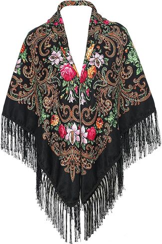 Russian Style Muffler Scarves Women's Traditional Scarf Wrap Tassel Shawl Fringes Neck Head Shawl in Saudi Arabia