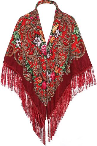Russian Style Muffler Scarves Women's Traditional Scarf Wrap Tassel Shawl Fringes Neck Head Shawl in Saudi Arabia