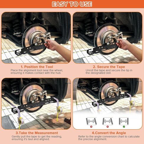 أداة محاذاة العجلات مع 2 شريطة قياس ، محاذاة غير لامعة للسيارات السوداء للاستخدام المنزلي ، لوحات محاذاة الحدبة ، مجموعة أدوات محاذاة السيارات ، ألواح إصبع القدم in Kuwait