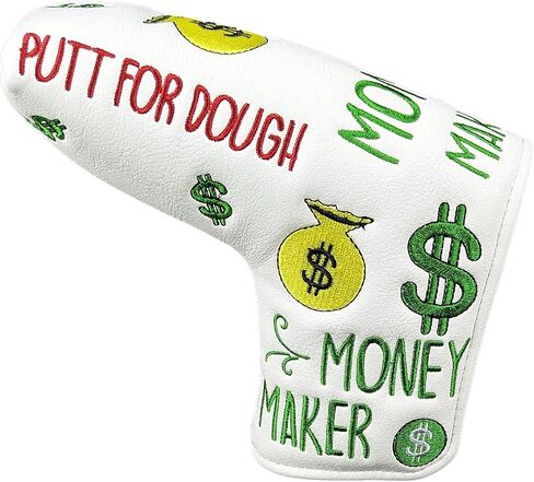 Putt for Dough - Money Maker White Golf Putter Headcover Quality PU Leather Magnetic Closure for Mallet Style Putters in Saudi Arabia