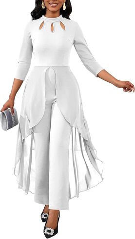 Jumpsuits for Women Dressy Hight Waist One Piece Casual Straight Long Pants Wide Leg Pants Elegant Jumpsuit Romper in Saudi Arabia