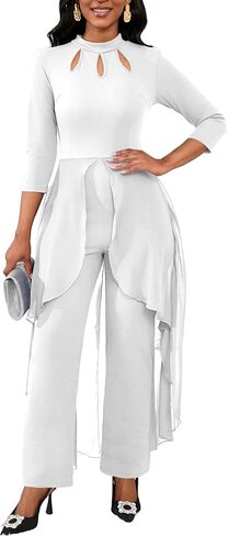 Jumpsuits for Women Dressy Hight Waist One Piece Casual Straight Long Pants Wide Leg Pants Elegant Jumpsuit Romper in Saudi Arabia