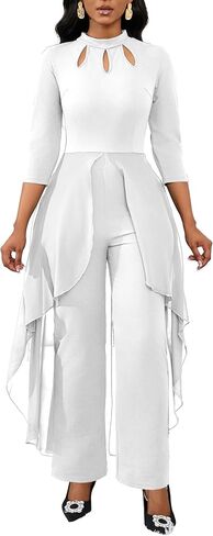 Jumpsuits for Women Dressy Hight Waist One Piece Casual Straight Long Pants Wide Leg Pants Elegant Jumpsuit Romper in Saudi Arabia