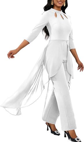 Jumpsuits for Women Dressy Hight Waist One Piece Casual Straight Long Pants Wide Leg Pants Elegant Jumpsuit Romper in Saudi Arabia