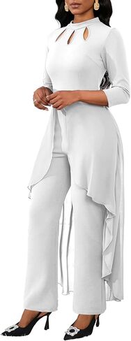 Jumpsuits for Women Dressy Hight Waist One Piece Casual Straight Long Pants Wide Leg Pants Elegant Jumpsuit Romper in Saudi Arabia