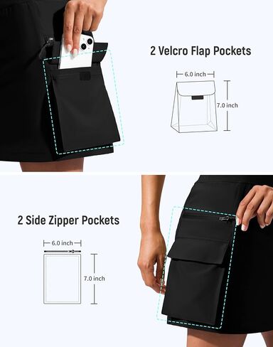 SANTINY 16" Cargo Skort with 6 Pockets Drawstring High Waisted Golf Travel Hiking Skorts for Women Dressy Casual Summer in Saudi Arabia