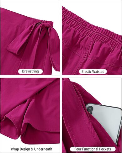 luvamia Skorts for Woman Trendy High Waisted Wrap Elastic Waist Pocket Fast Dry Hiking Tennis Golf Gym Skirt with Shorts in Saudi Arabia