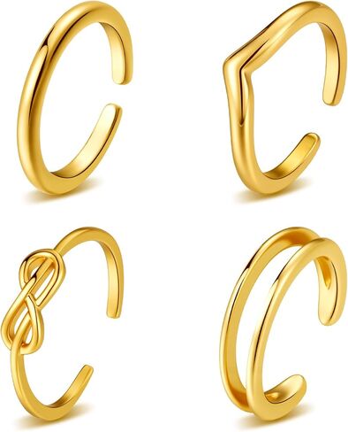 Gold Filled Toe Rings for Women Adjustable 14K Gold Toe Ring Set Open Band Simple CZ Toe Rings Summer Beach Foot Jewelry in Saudi Arabia