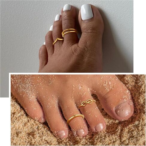 Gold Filled Toe Rings for Women Adjustable 14K Gold Toe Ring Set Open Band Simple CZ Toe Rings Summer Beach Foot Jewelry in Saudi Arabia