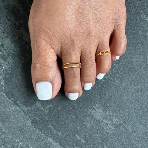 Gold Filled Toe Rings for Women Adjustable 14K Gold Toe Ring Set Open Band Simple CZ Toe Rings Summer Beach Foot Jewelry in Saudi Arabia