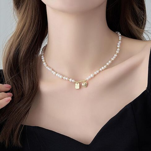 Dainty Choker Necklace for Women Baroque Pearl Necklace White Natural Freshwater Pearl Strand Necklace Sterling Silver for Women/Mother/Girlfriend Fashion Jewelry Gifts for Wedding Birthday in Kuwait