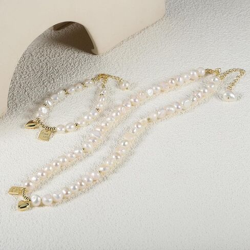 Dainty Choker Necklace for Women Baroque Pearl Necklace White Natural Freshwater Pearl Strand Necklace Sterling Silver for Women/Mother/Girlfriend Fashion Jewelry Gifts for Wedding Birthday in Kuwait