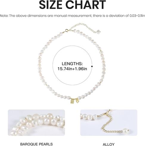 Dainty Choker Necklace for Women Baroque Pearl Necklace White Natural Freshwater Pearl Strand Necklace Sterling Silver for Women/Mother/Girlfriend Fashion Jewelry Gifts for Wedding Birthday in Kuwait