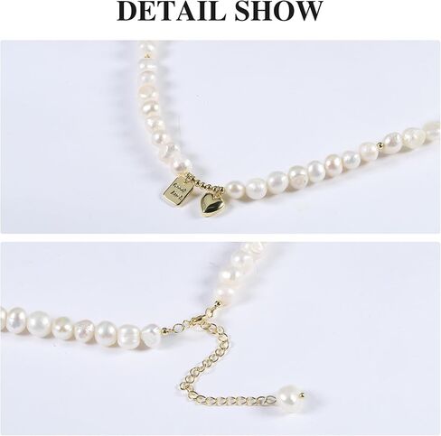 Dainty Choker Necklace for Women Baroque Pearl Necklace White Natural Freshwater Pearl Strand Necklace Sterling Silver for Women/Mother/Girlfriend Fashion Jewelry Gifts for Wedding Birthday in Kuwait