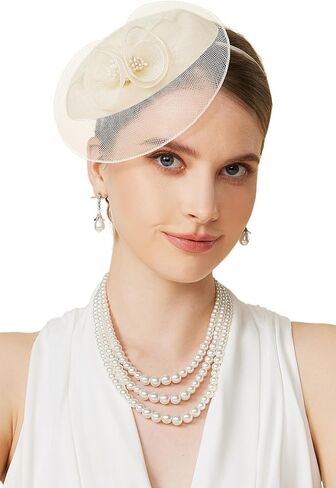 قبعات Babeyond fascinators للنساء - قبعة شاي حفلة شاي Kentucky Derby Flower Mesh Pillbox قبعة لحفل الزفاف in Saudi Arabia