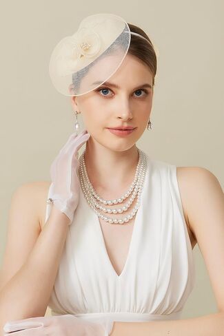 قبعات Babeyond fascinators للنساء - قبعة شاي حفلة شاي Kentucky Derby Flower Mesh Pillbox قبعة لحفل الزفاف in Saudi Arabia