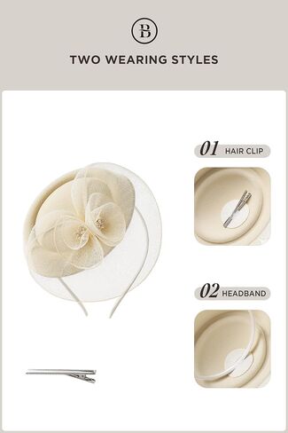 قبعات Babeyond fascinators للنساء - قبعة شاي حفلة شاي Kentucky Derby Flower Mesh Pillbox قبعة لحفل الزفاف in Saudi Arabia
