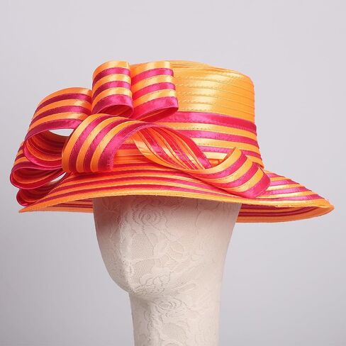 Wedding Bridal Church Party Derby Hats for Women Striped Bowler Hat Wide Brim Fascinator Flat Top Fedora Hats in Kuwait