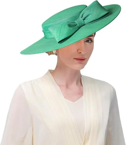Women Church Hats Formal Kentucky Dress Derby Hats with Bowknot Elegant Wide Brim Wedding Fascinators in Kuwait