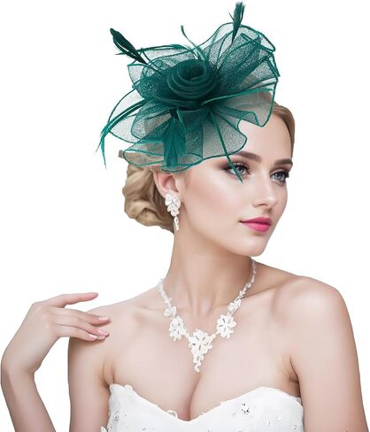Unpifolov Fascinators Hats Flower Mesh Feathers Headwear Tea Party Wedding Derby Cocktail Hair Clip Headband for Girls Women in Saudi Arabia