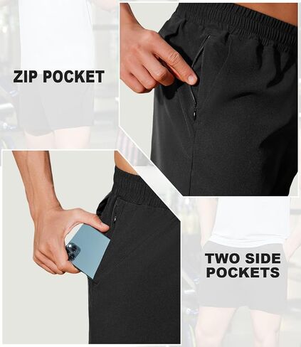 PINSPARK Men's Workout Shorts 5" Lightweight Running Shorts Quick Dry Athletic Gym Shorts with Zip Pocket Towel Loop in Saudi Arabia