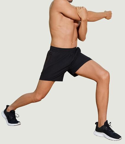 PINSPARK Men's Workout Shorts 5" Lightweight Running Shorts Quick Dry Athletic Gym Shorts with Zip Pocket Towel Loop in Saudi Arabia