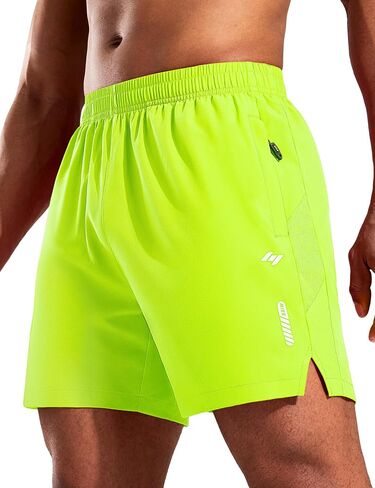 Mier Men's 5 Inseam inseam شورت مع جيوب سحاب سريعة الجافة الجافة الرياضية تجريب لا توجد شورتات بطانة ، خفيفة الوزن in Kuwait